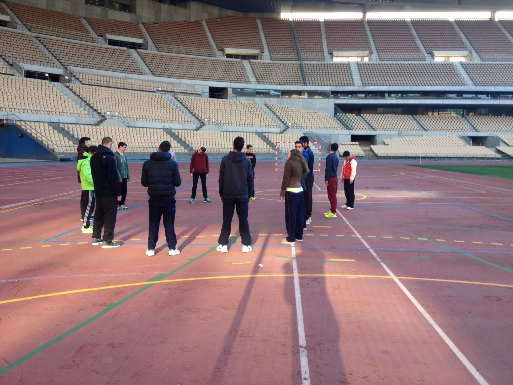 calentamiento de los alumnos de tafad de sevilla